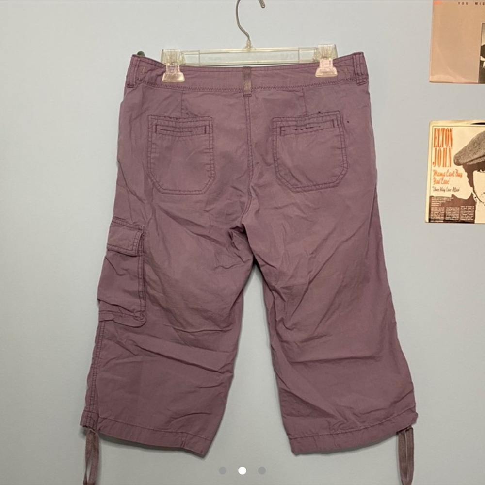 Purple scrunchy cargo shorts